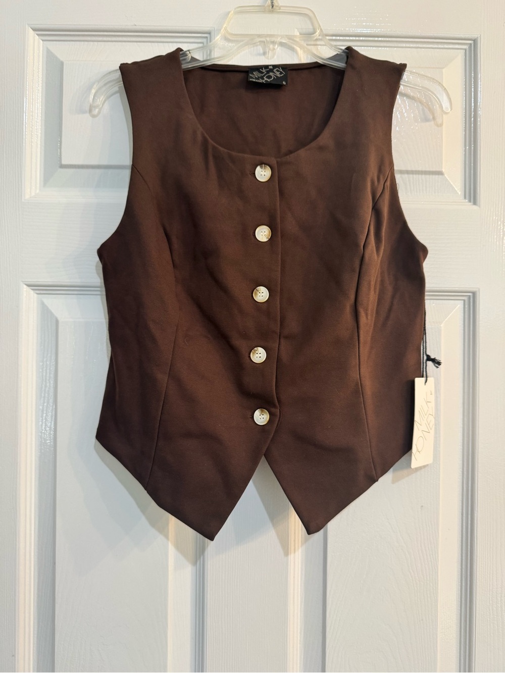 Milk & Honey Brown Tailored Minimalist Button Front Vest
